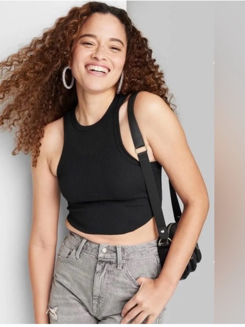 NWT. Wild Fable Black Ribbed Cropped Tank Top (2)